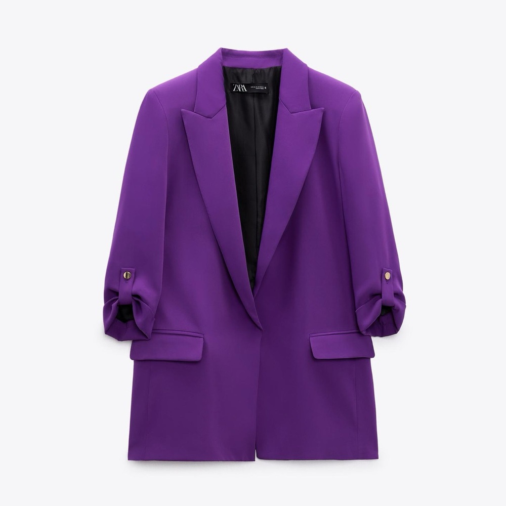 Zara Purple Blazer with Rolled up Sleeves